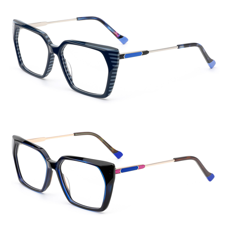 Women Acetate Optical Glasses Frames Manufacturers Best Quality Eyeglasses With Metal Temple