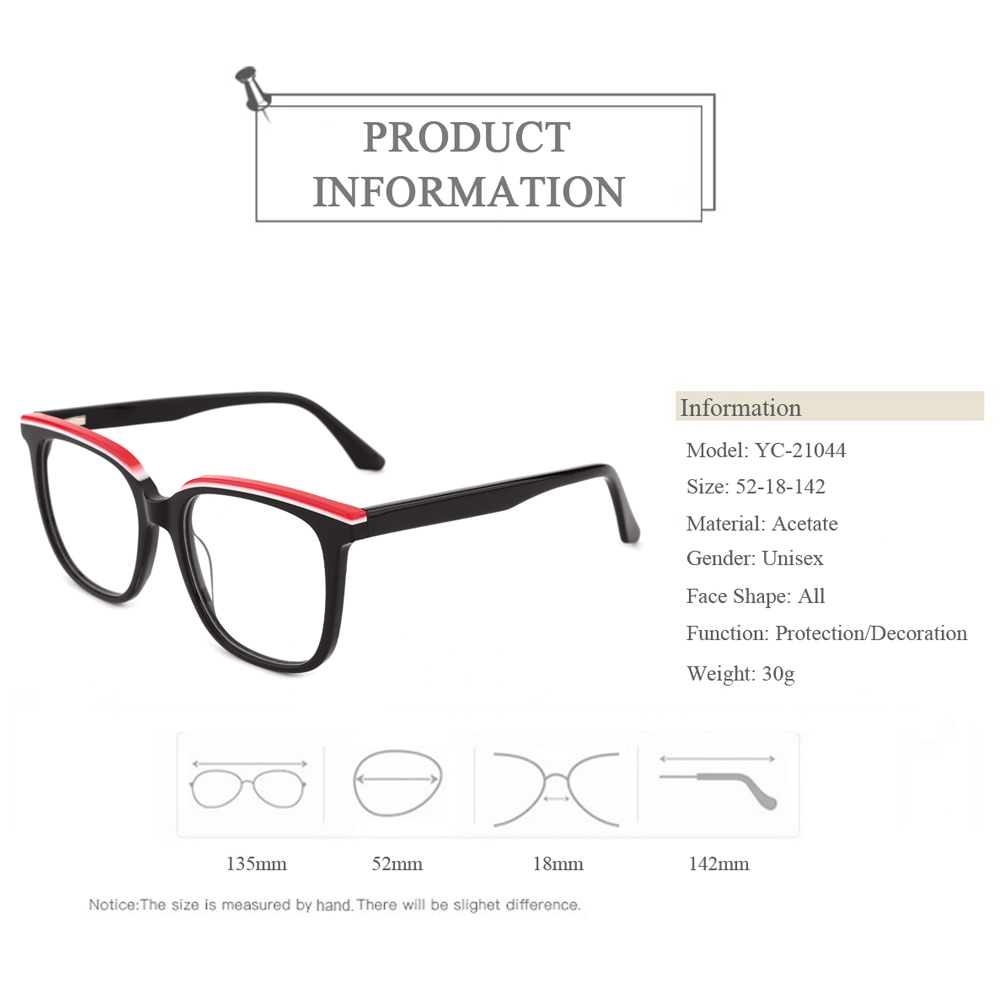 YC-21044 Large Size Square Acetate Optical Eyeglasses Frames 
