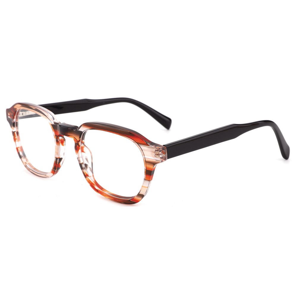 YC-21050 Stripe Pattern Acetate Eyeglasses