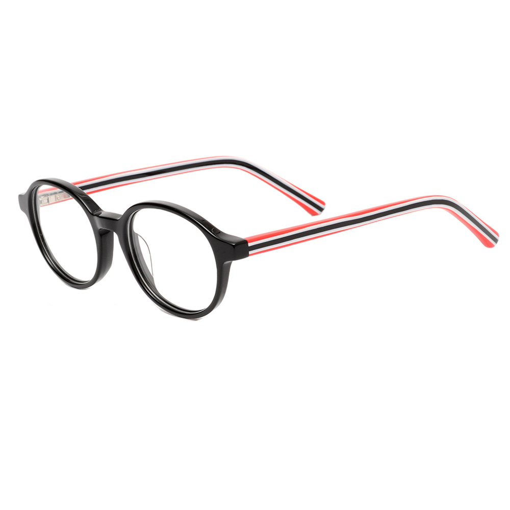 1072C Oval Transparent Jelly Color Stripe Acetate Kids Optical Eyeglasses Frames 