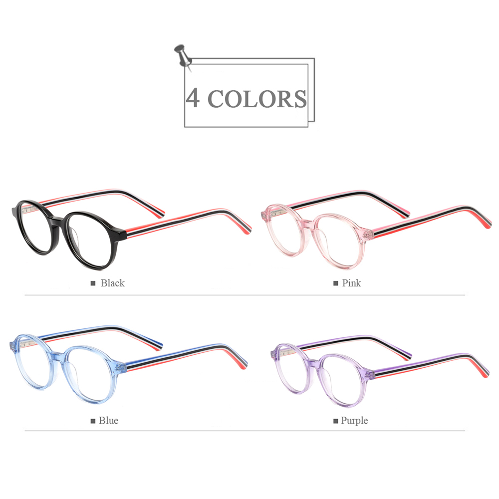 1072C Oval Transparent Jelly Color Stripe Acetate Kids Optical Eyeglasses Frames 