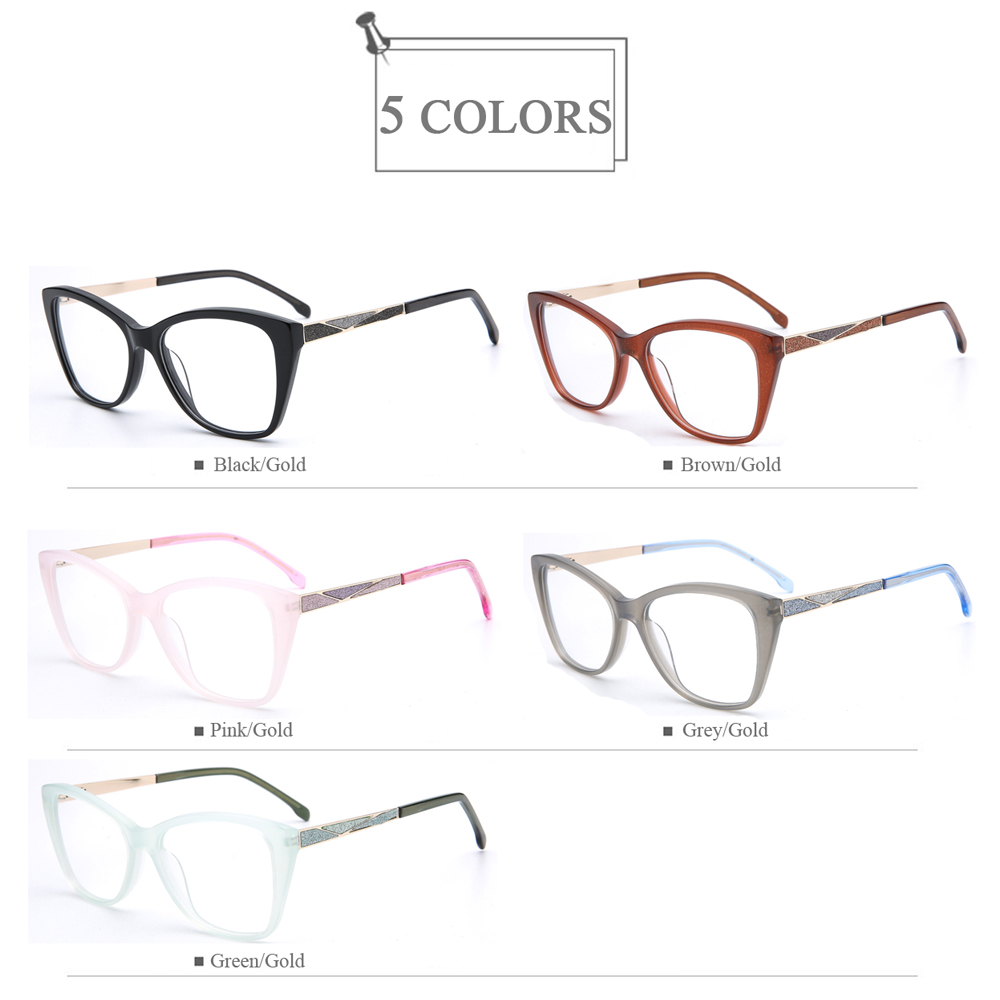 6874 Crystal Women Acetate Optical Eyeglasses Frames Factory Manufacture