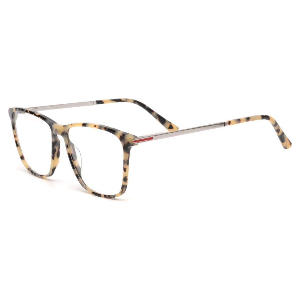 Super Thin Big Square Classic Style Acetate And Metal Combination Eyeglasses