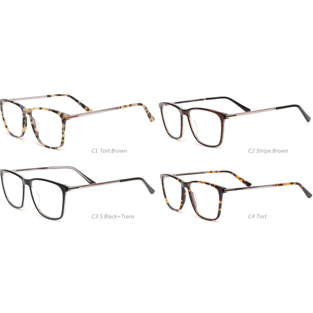 Super Thin Big Square Classic Style Acetate And Metal Combination Eyeglasses