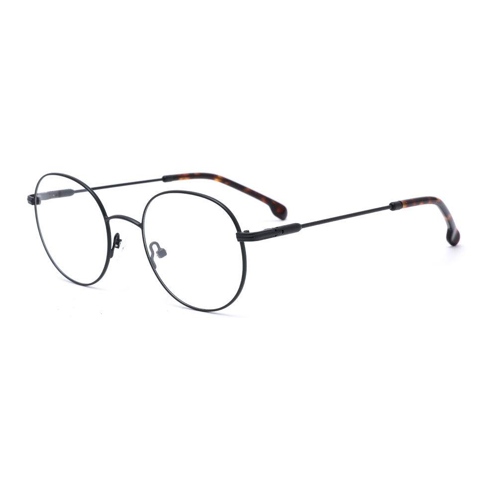 Round Thin Metal Black Optical Frames With Tips