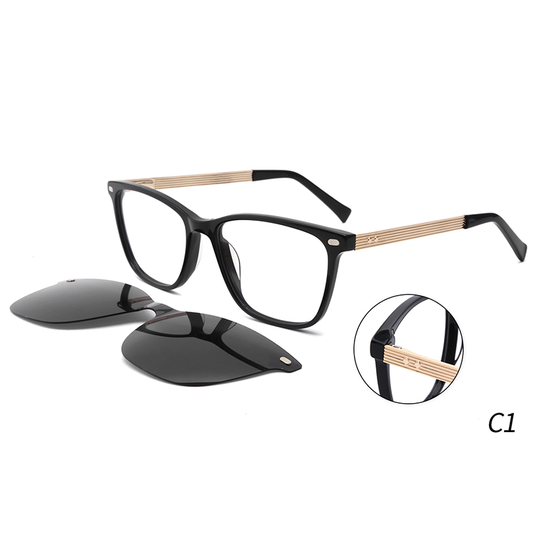 WXJJ-FG1120 Acetate+Metal Square Optical Clip Optical Eyeglasses Sun glasses