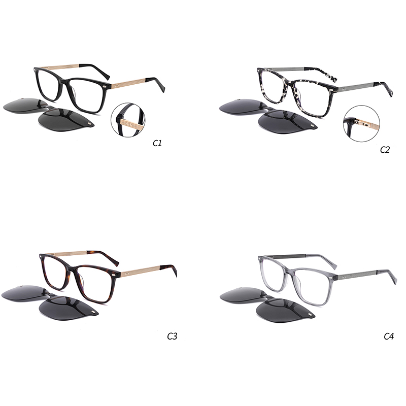 WXJJ-FG1120 Acetate+Metal Square Optical Clip Optical Eyeglasses Sun glasses