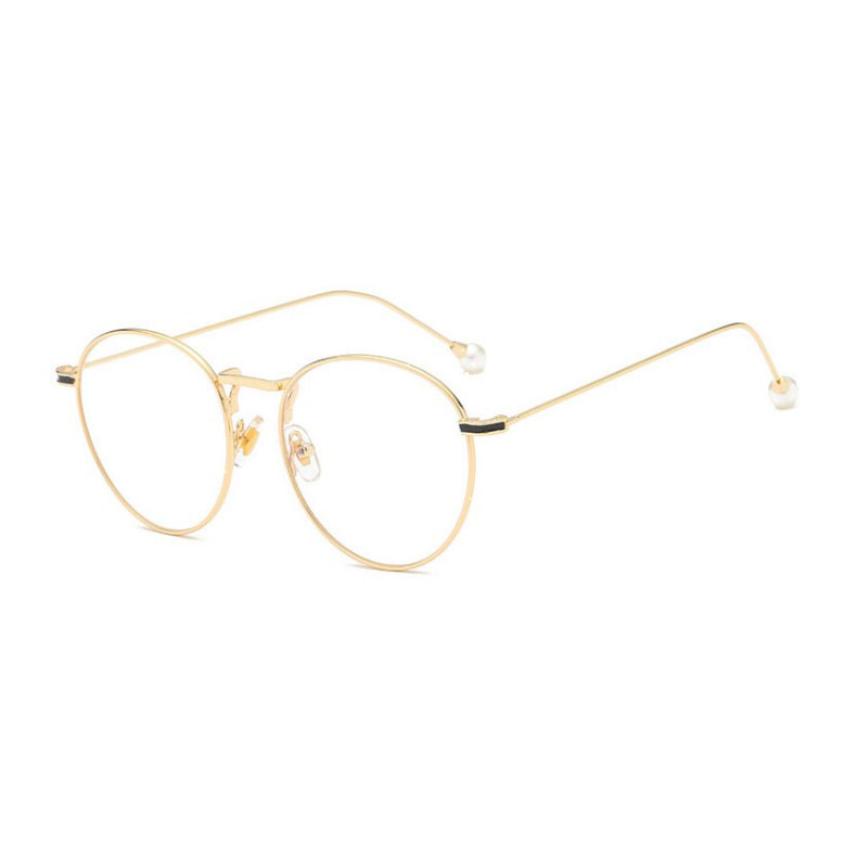 Popular New Vintage Round  Frame with Pearl Temple Eye Safety Optical Glasses in China 2021