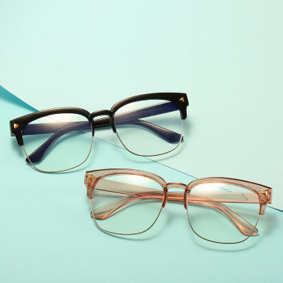 Kids Anti-Blue Light Glasses Transparent Fashion Metal Half-frame Square Glasses