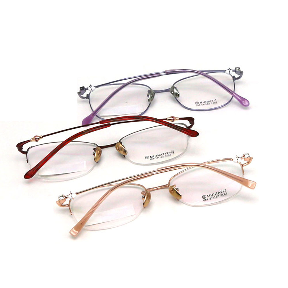 New Fashion Arrival Titanium Rhinestone Customized B-titanium Optical Frames for Women 