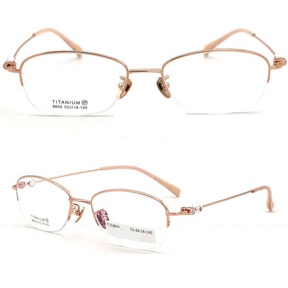 New Fashion Arrival Titanium Rhinestone Customized B-titanium Optical Frames for Women 