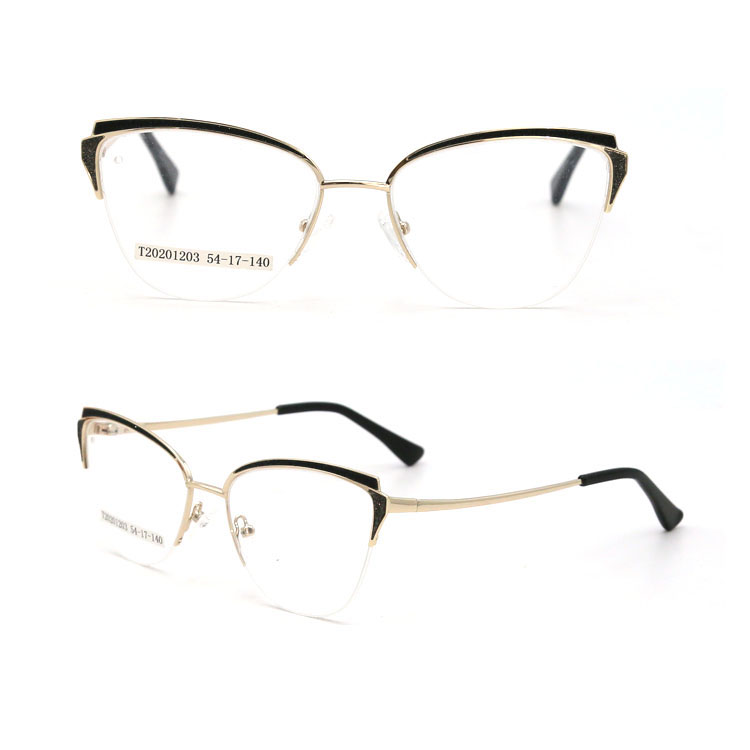 Half Frame Novel Design Cat Eye Metal Frame Optical Glasses For Unisex 2021