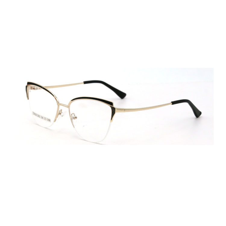 Half Frame Novel Design Cat Eye Metal Frame Optical Glasses For Unisex 2021
