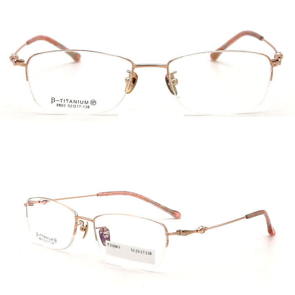 New Trendy Titanium Optical Frames Metal Halfrim Eyewear Beta Titanium for women