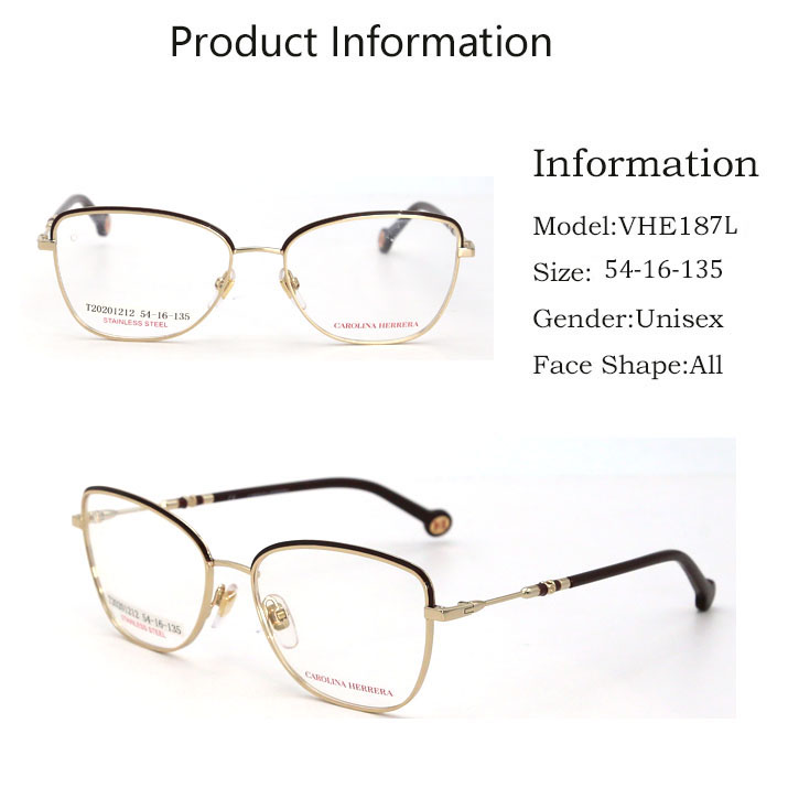 Hot Sale Fashion Style Optical Glasses Cat Eye Metal Frame Eyewear 2021