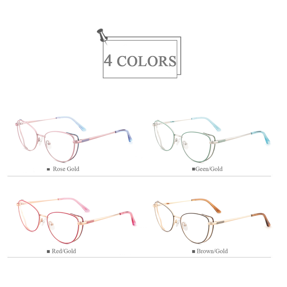 YC-23113 Punk Style Cat Eye China Factory Metal Optical Spectacle Glasses Frames