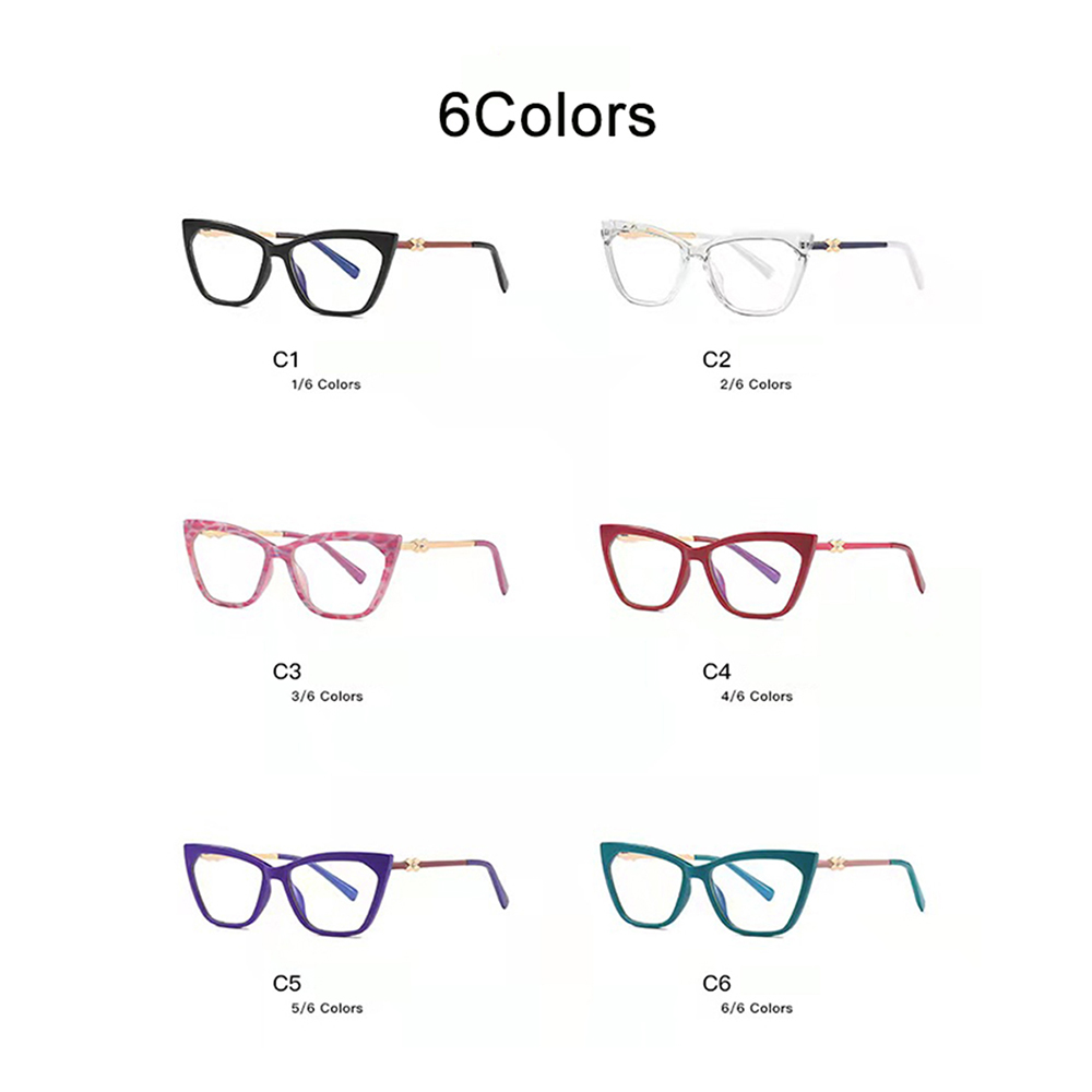  2064 Cat Eye TR90 Metal Anti Blue Light Optical Glasses