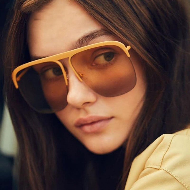Oversized Frame Personality Sunglasses Half Frame Trend Men  Street Shot Sunglasses