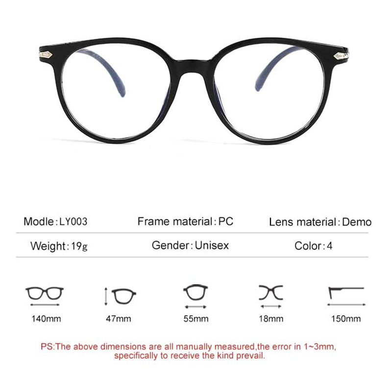 LY003 PC Frame Classic Optics Eyeglasses Transparent Clear Lens Women Men glasses Optical 2021