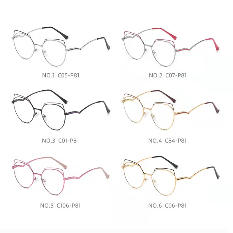  WH503 Metal Cat Eye Trendy Anti Blue Light Blocking Computer Optical Glases 2021