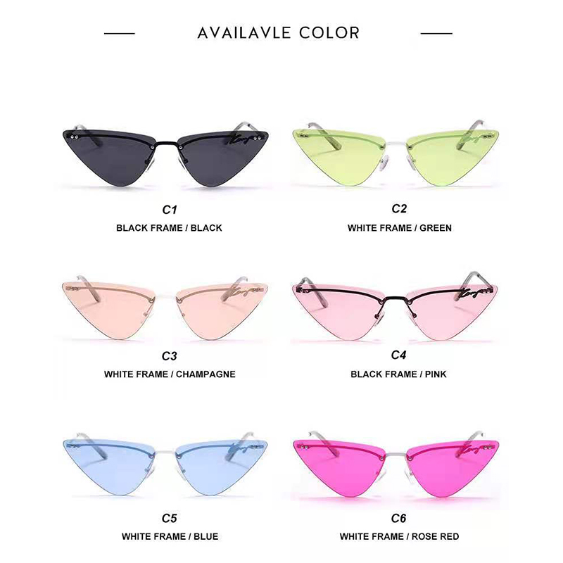 7044 Cat Eye Fashion Rimless Small Triangle Women Sun Glasses Sunglasses 2021