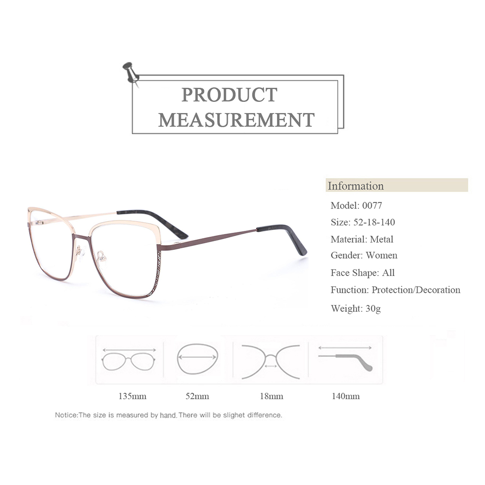 0077 New Trendy Double Color Decorative Hollow Optical Eyeglasses Frames