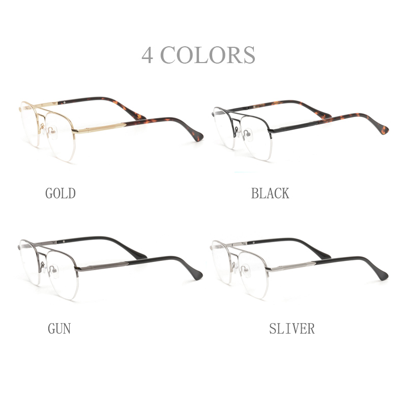 Metal Round Frame Fashion Style Double Beam Acetate Temple Optical Glasses