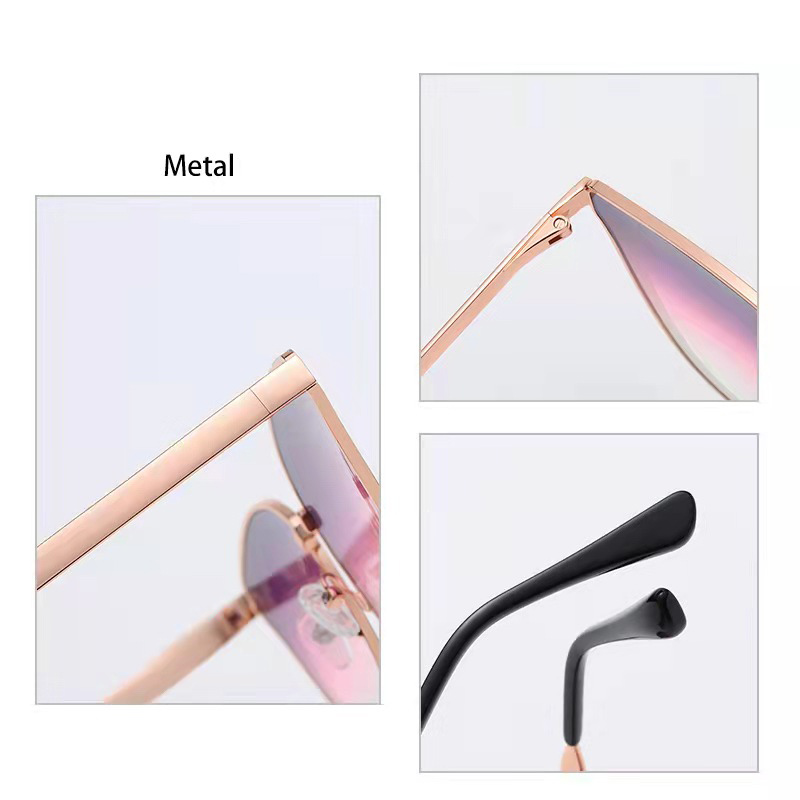 ZC104 Hot Sale Fashion Oversizd Metal Cat Eye UV400 Sunglasses 