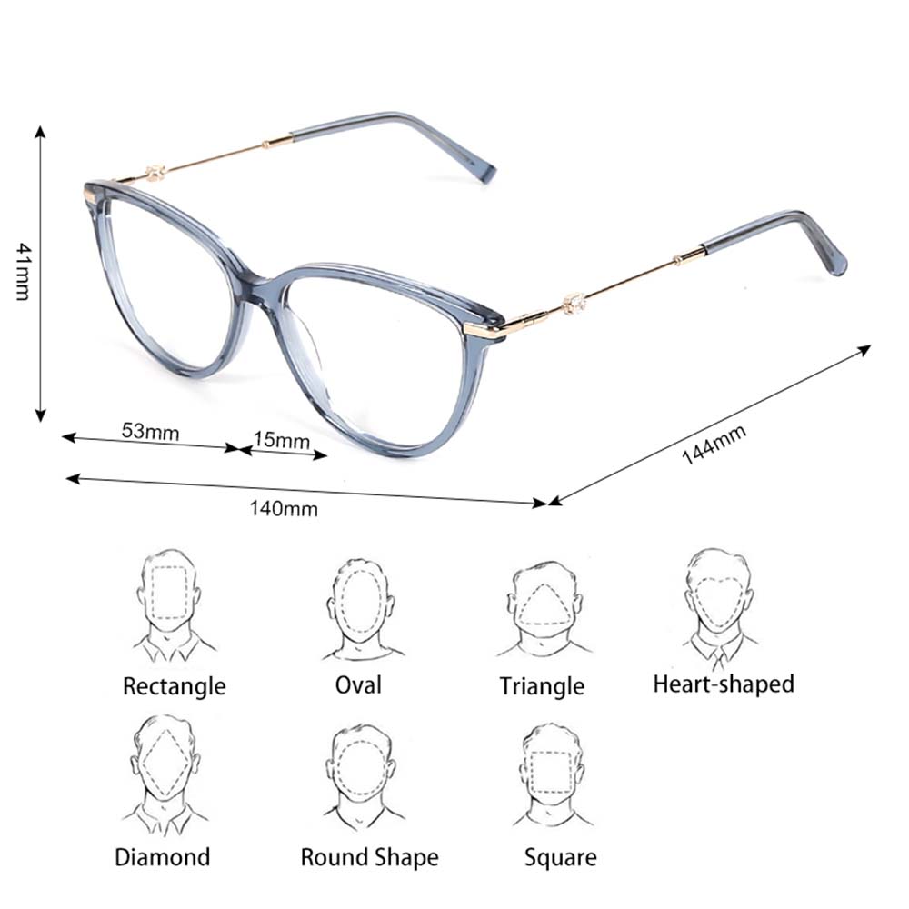 Women Men Fashion Acetate RX Lens Optical Glasses Customize Power Prescription Eyeglasses
