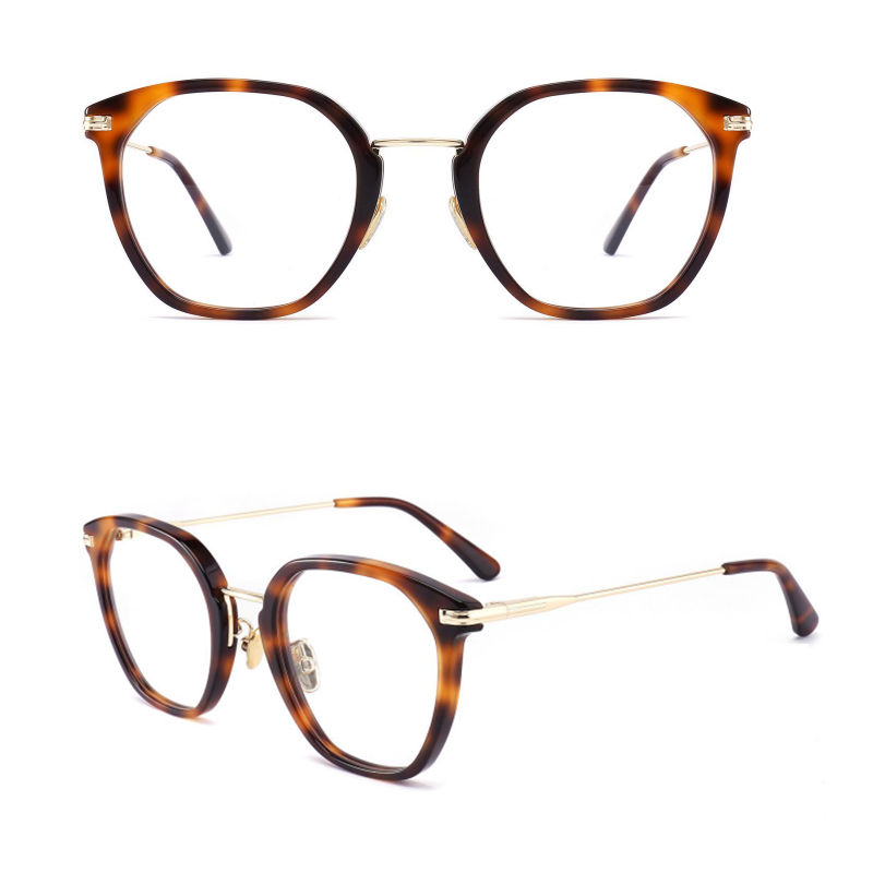 YD1088 Oversized Round Retro Best Grade Acetate With Metal Optical Glasses 