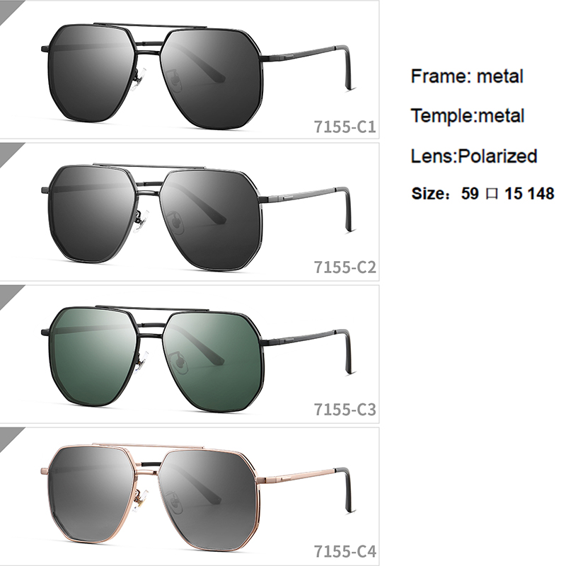 7155 Oversized Metal Custom Polarized Lens Men's Sunglasses 2022 Newest