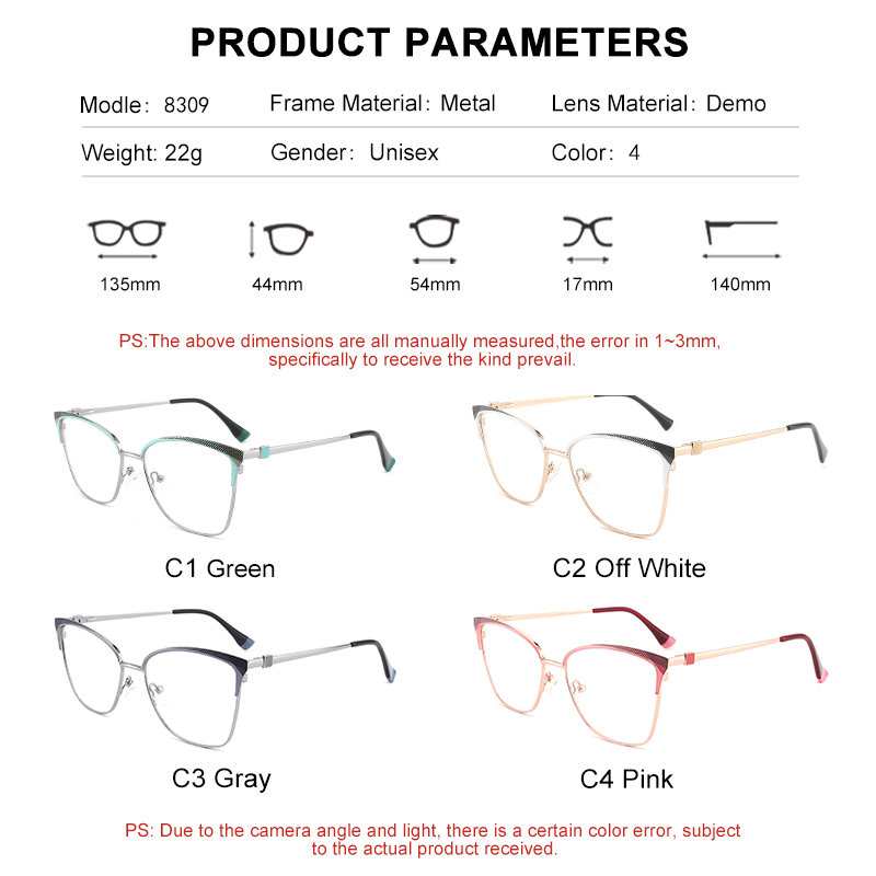  WMC-8309 Custom Spectacle Metal Luxury Glasses For Women Optical 2022
