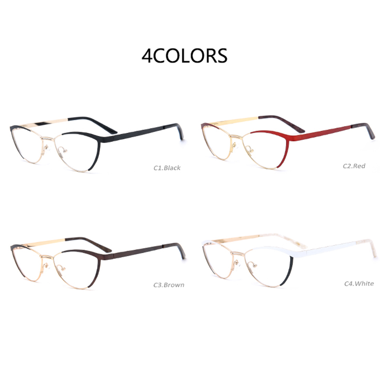8069 New Fashion Style Double-Colors Eyeglasses Frame Clear Cat-Eye Metal Eyewear