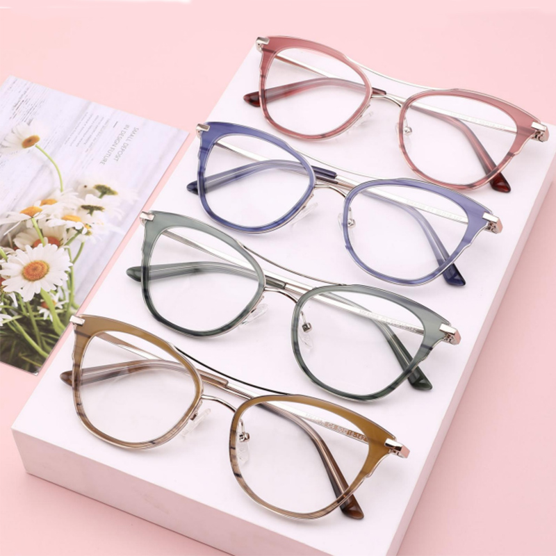 MKA008 Acetate With Metal Optical Glasses For Women