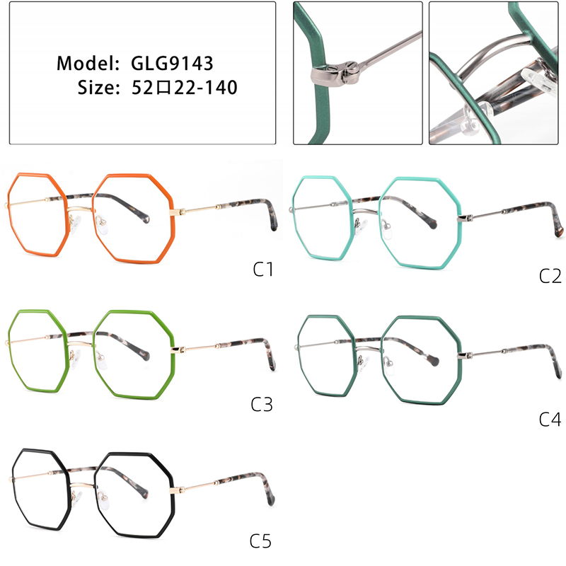 LG-GLG9143 Polygon High Grade Metal Women Men Frames Optical Eyeglasses