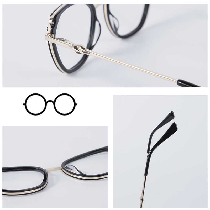 Women Cat-eye Glasses Optical Acetate Eyeglass Frame for Women Retro Metal Eyeglasses