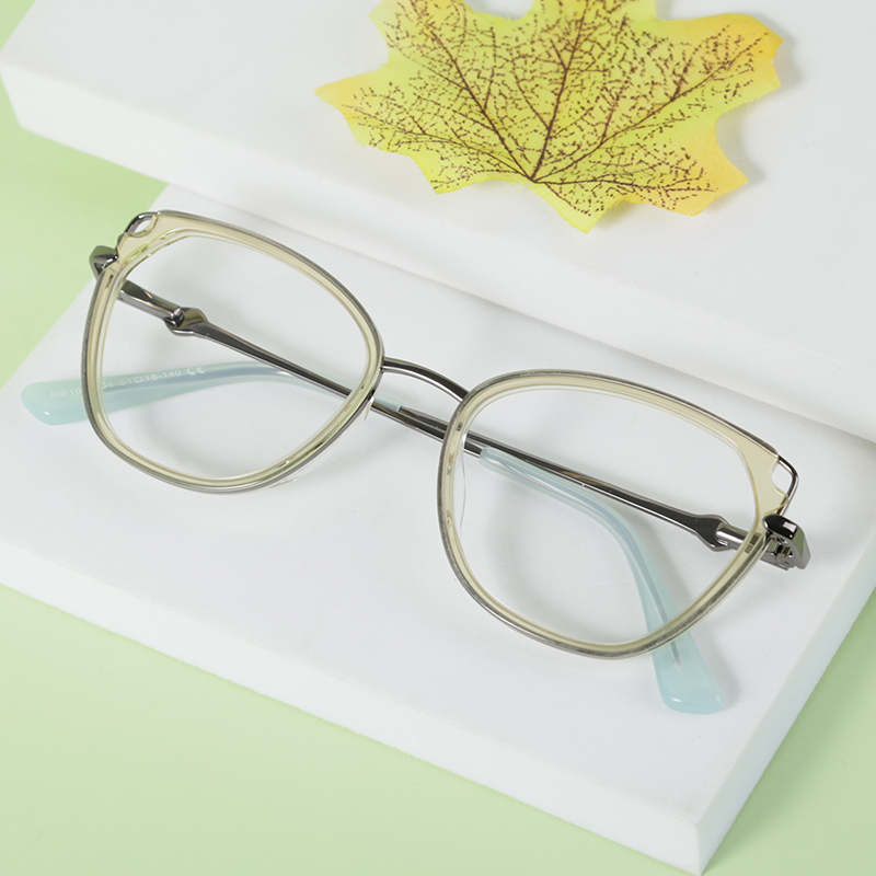 Women Cat-eye Glasses Optical Acetate Eyeglass Frame for Women Retro Metal Eyeglasses