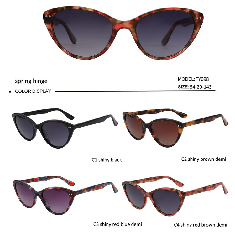 Acetate Cat Eye Sunglasses Women Leopard Brand Designer Polarized Lens Glasses