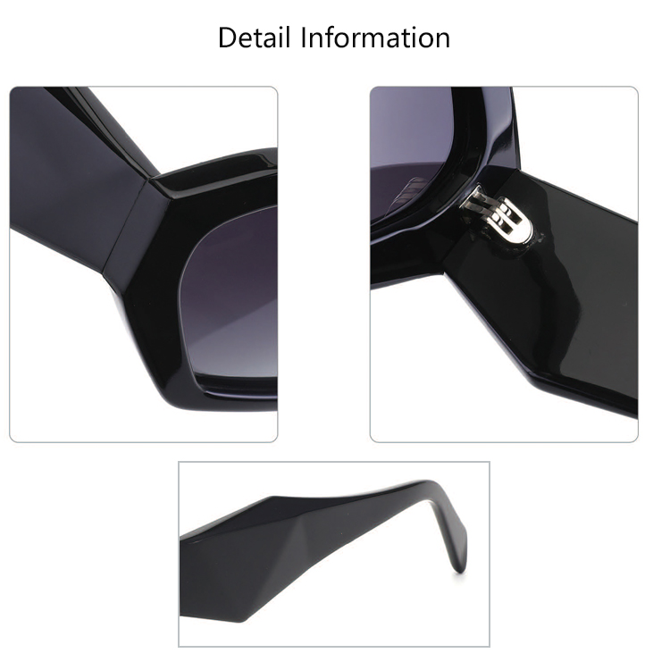 2023 Black Acetate Ladies Sunglasses Weird Polygon Water Retro Frame For Women Personality Sunglasses