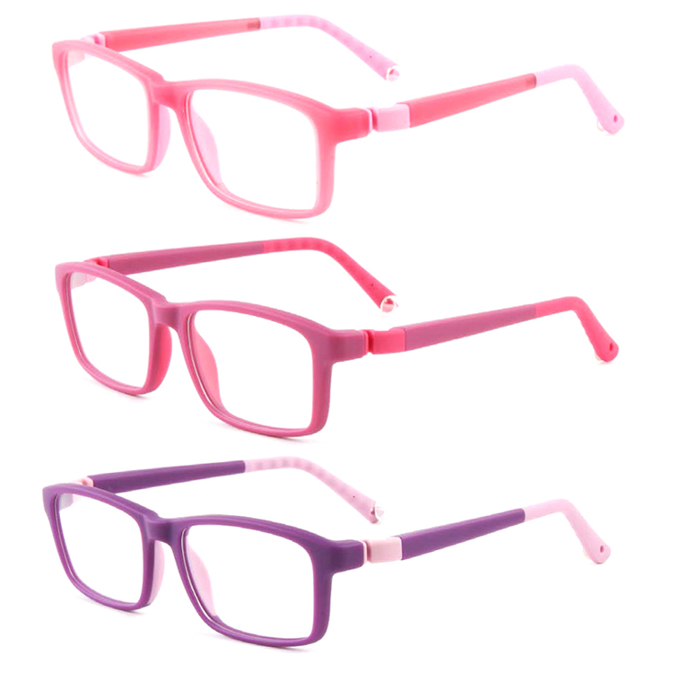 2023 Fashion Silicone Square Glasses for Kids Boy Clear Lens TR90 Blue Pink Girl Optical Glasses