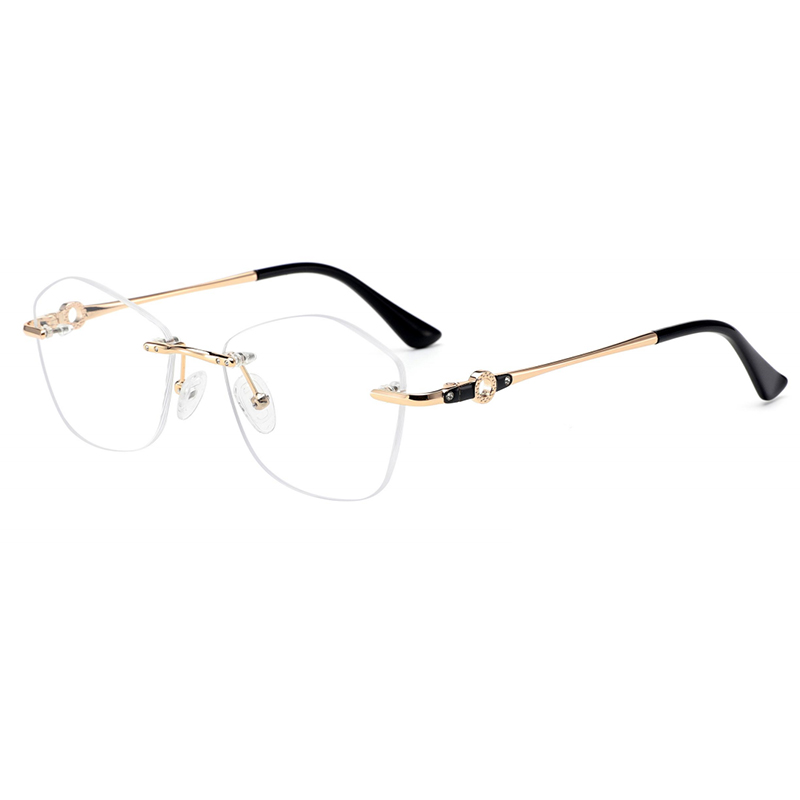 T-25637 Prescription Rimless Metal Optical Glasses Women Men