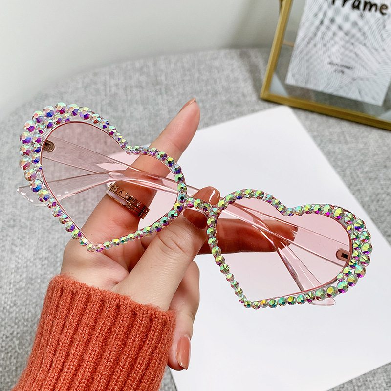 Wholesale heart shades colorful bling love heart shaped sunglasses