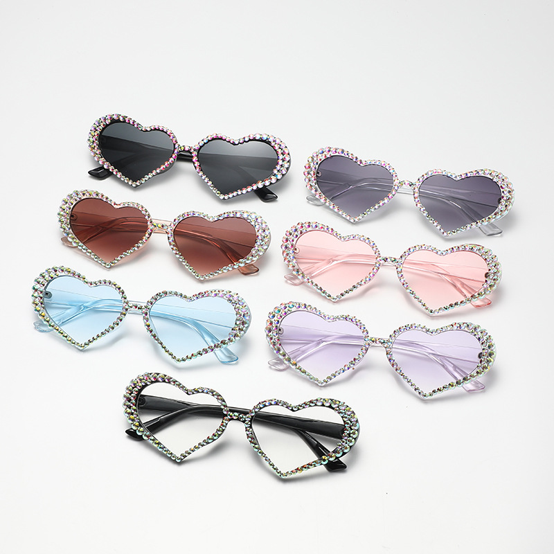 Wholesale heart shades colorful bling love heart shaped sunglasses