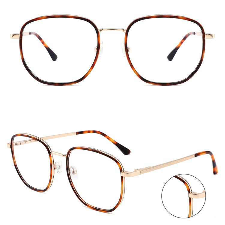 2023 Acetate Eyeglasses Frame Metal Leg Women Square Trend Ultra-light Colorful Floral Eyewear