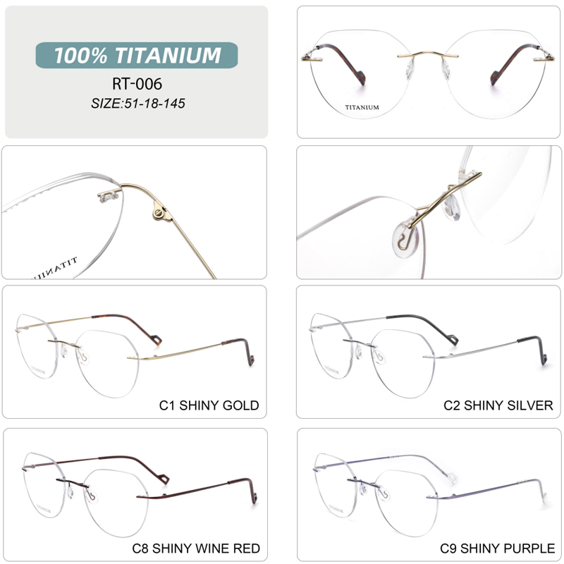 WRJT-RT-006 Rimless Pure Titanium Prescription Spectacle Eye Glasses