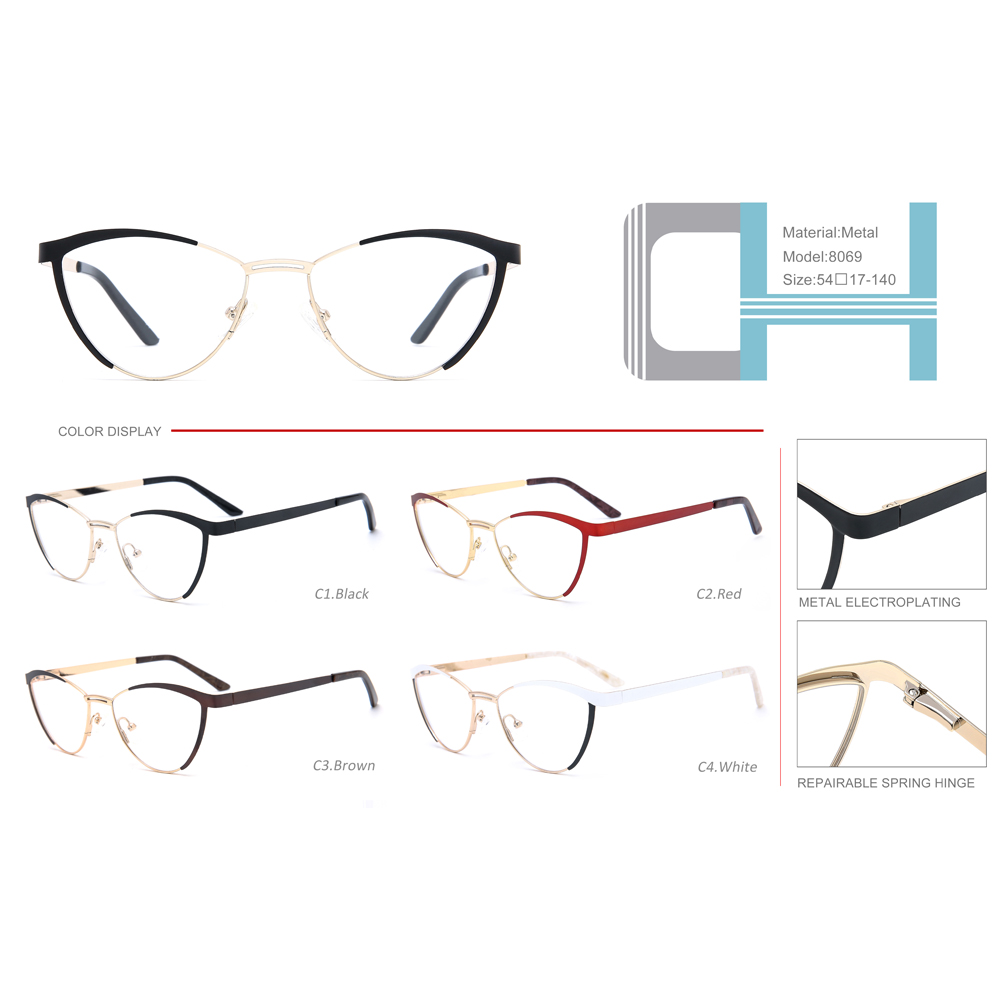  8069 Metal Women Cat Eye Optical Frames