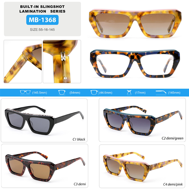 MB1368S Luxury Lamination Hand Made Acetate Colorful Frame Polarized Branded Sunglasses