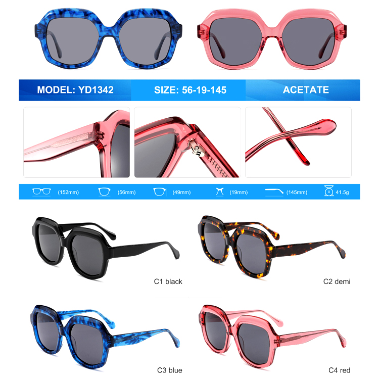 YD1342 Oversized Sunglasses Hot Sale Acetate CR39 Lens Fashion Ladies Luxury Women Newest Sunglasses