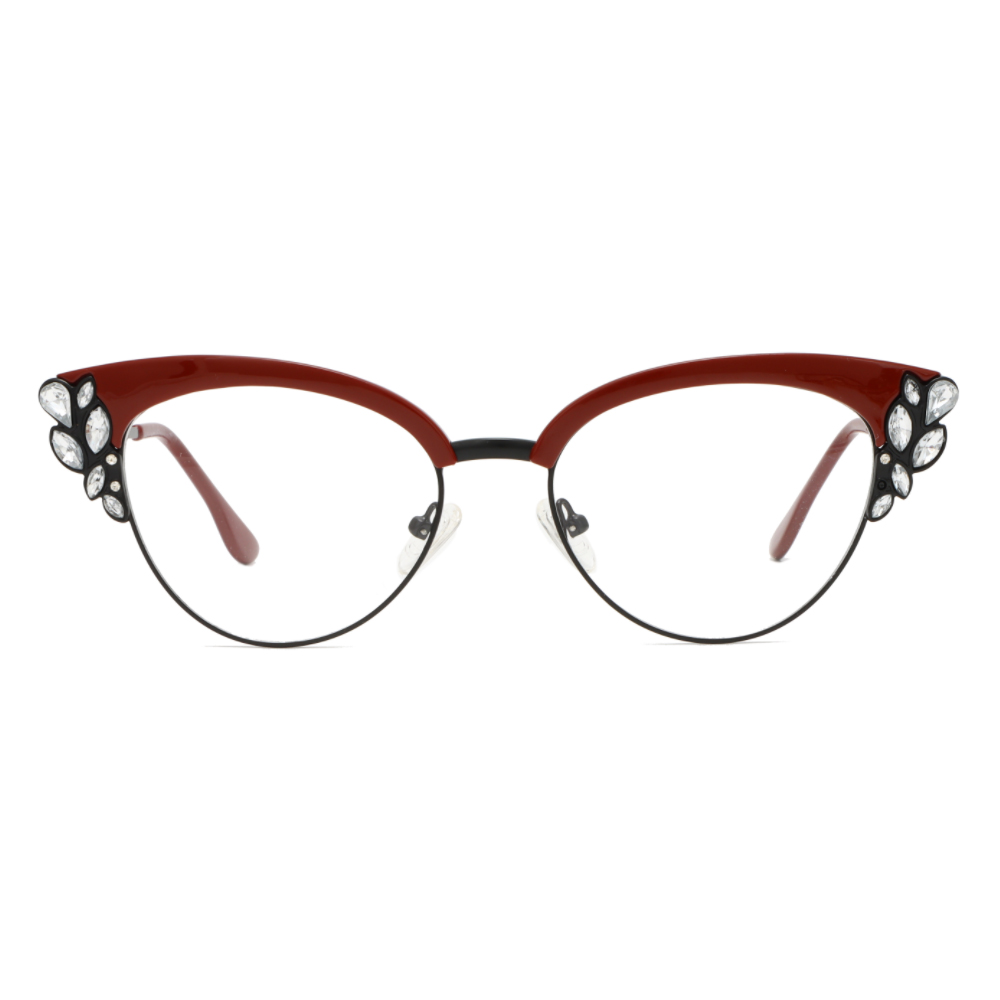 Cat eye metal custom design eyewear optical frame eye glasses men