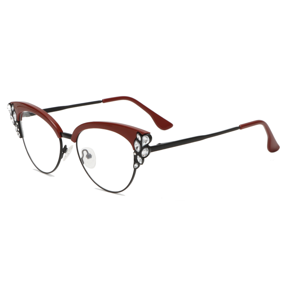 Cat eye metal custom design eyewear optical frame eye glasses men